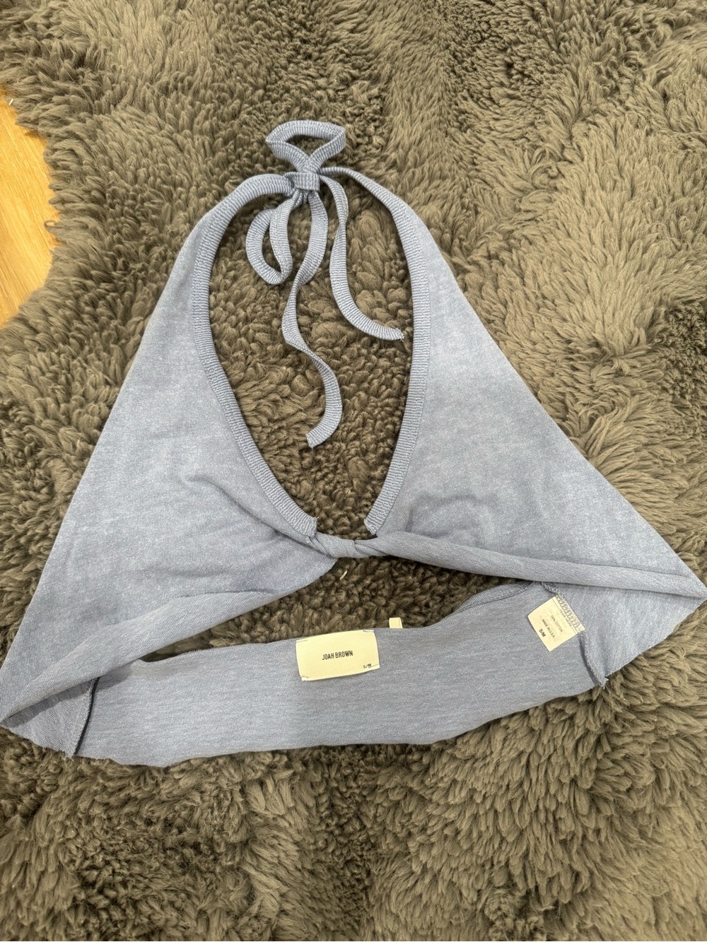 Joah Brown Dusty Blue Halter Tie-Back Crop Top size S/M